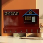 Casa Color rojo porta llaves de madera banak
