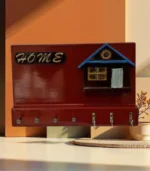 Casa Color rojo porta llaves de madera banak