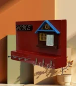 Casa Color rojo porta llaves de madera banak