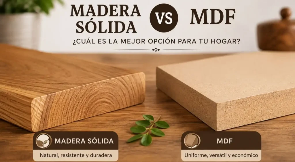 Madera sólida vs MDF: conoce sus diferencias, ventajas, resistencia, apariencia y descubre cuál es mejor para tus muebles y accesorios del hogar.