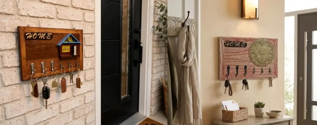 Porta llaves de madera sólida para pared.